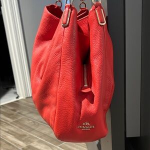 Coach Vibrant Red Leather Hobo Bag